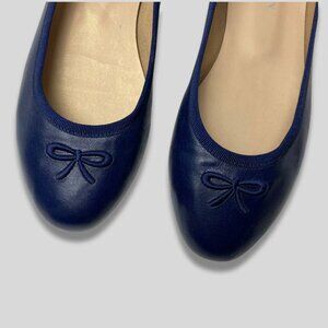 Nicky Hilton X French Sole Kathy Navy Blue Leather Flats Size 7.5